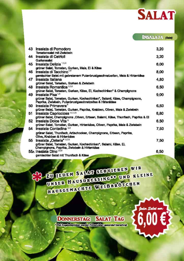 printmedien speisekarte salate